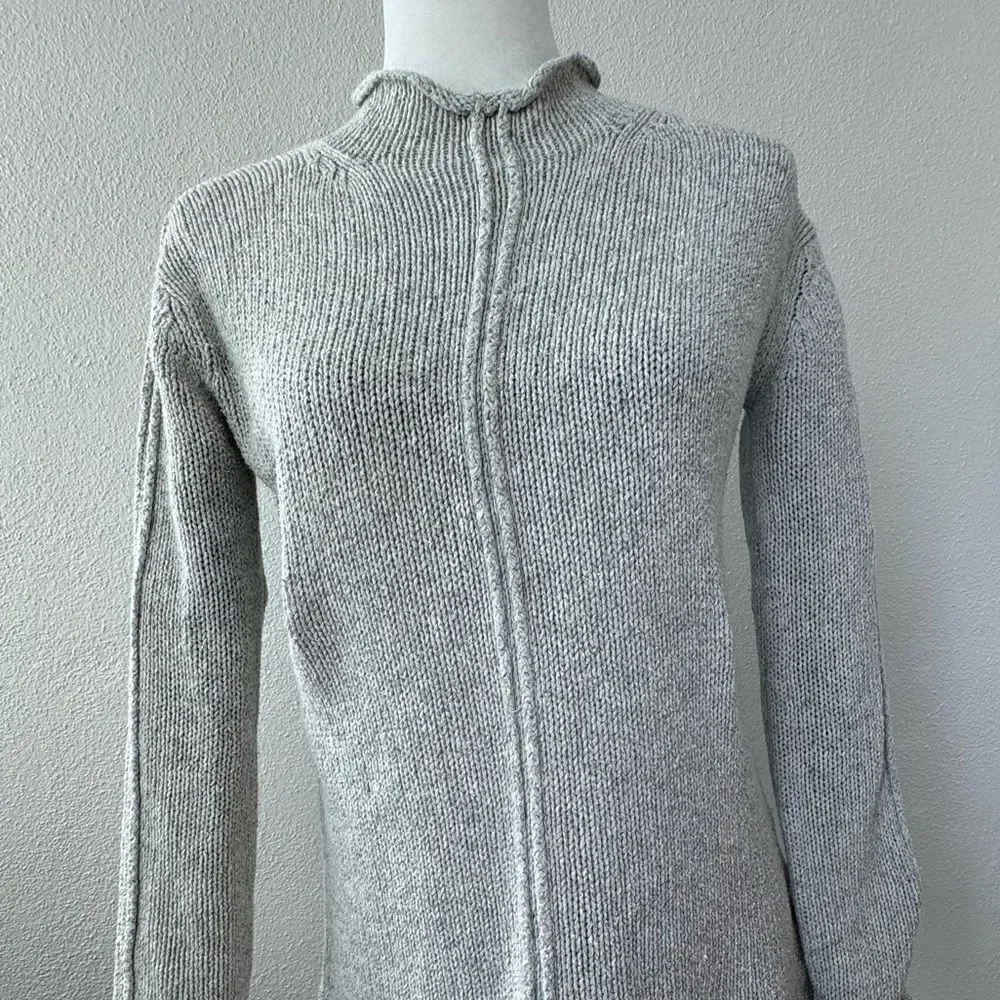 DKNY Jeans Sweater Mock Turtleneck Preppy Gray Knit Top SZ XS